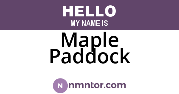 Maple Paddock