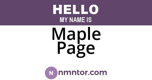 Maple Page