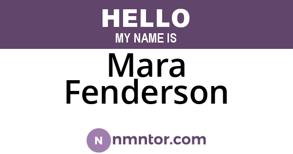 Mara Fenderson