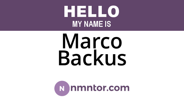 Marco Backus