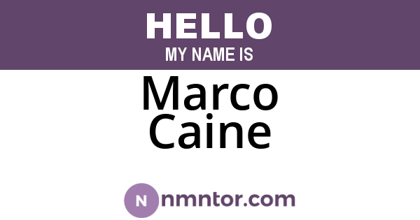 Marco Caine