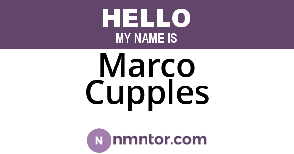 Marco Cupples