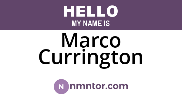 Marco Currington