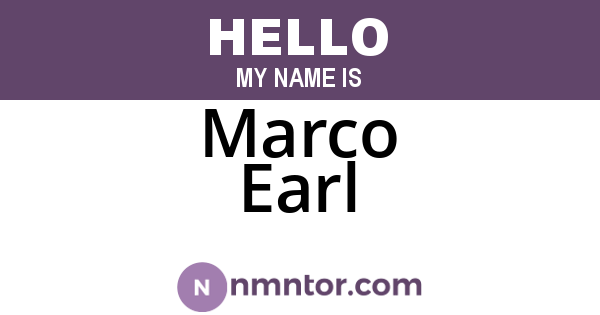 Marco Earl