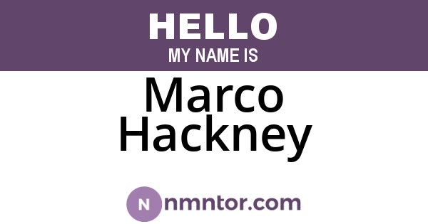 Marco Hackney