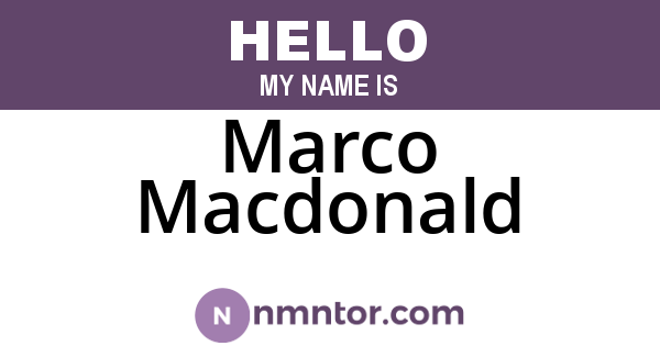 Marco Macdonald