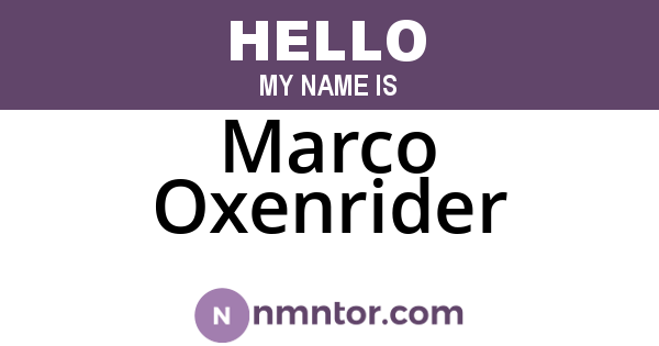 Marco Oxenrider