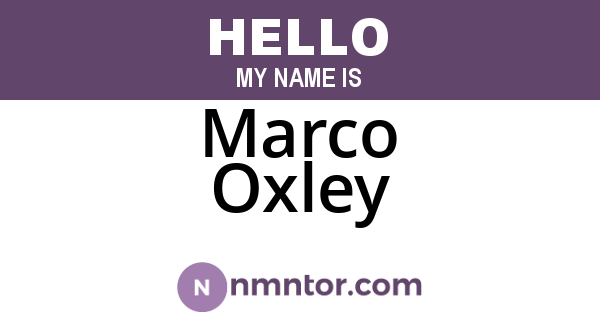 Marco Oxley