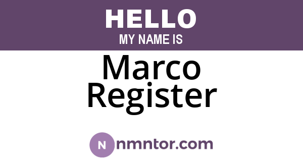 Marco Register