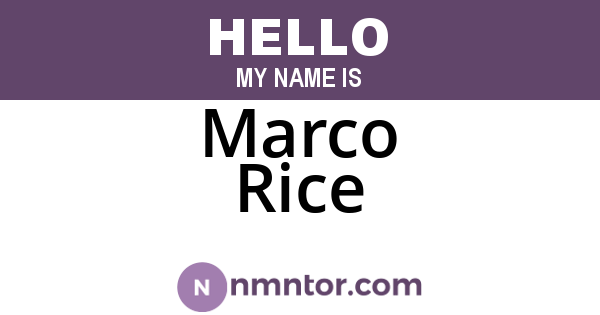 Marco Rice