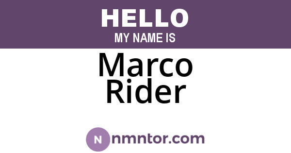 Marco Rider