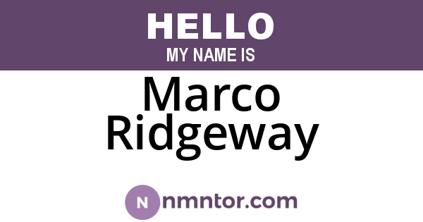 Marco Ridgeway