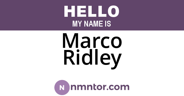 Marco Ridley