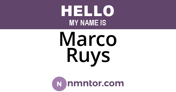 Marco Ruys