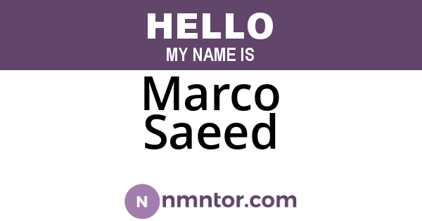 Marco Saeed