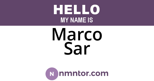 Marco Sar