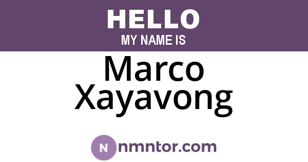 Marco Xayavong