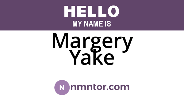 Margery Yake