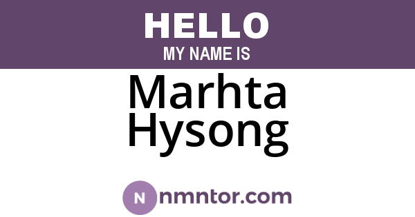 Marhta Hysong