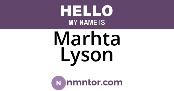 Marhta Lyson