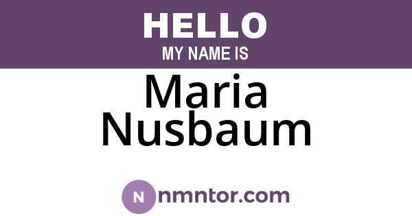 Maria Nusbaum