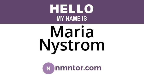 Maria Nystrom