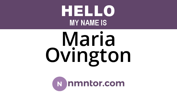 Maria Ovington