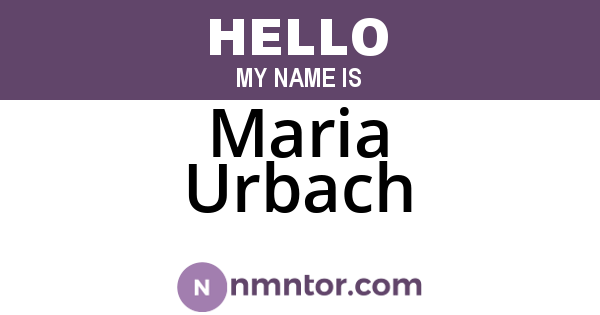 Maria Urbach