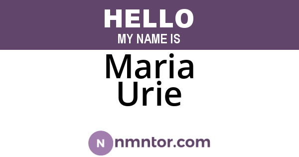 Maria Urie