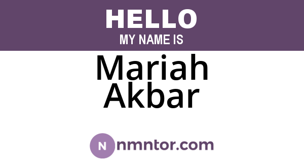 Mariah Akbar