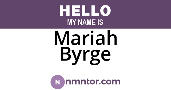 Mariah Byrge