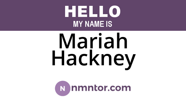 Mariah Hackney