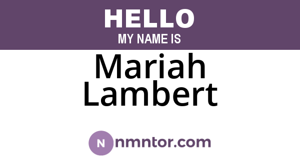 Mariah Lambert