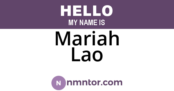Mariah Lao