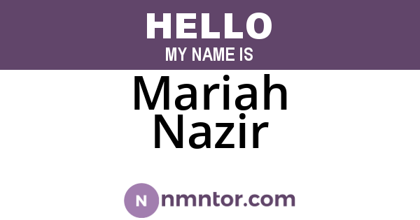 Mariah Nazir