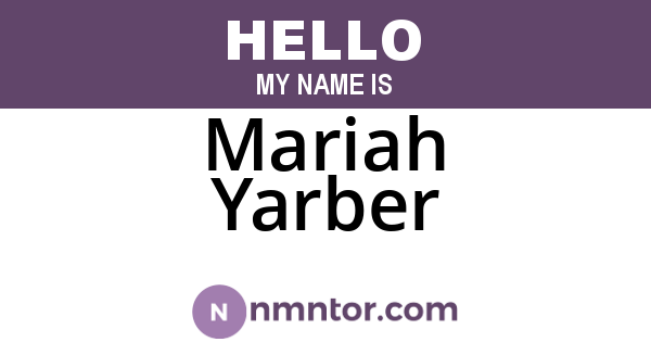 Mariah Yarber