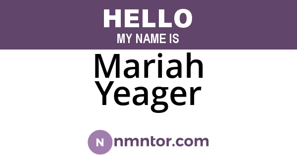 Mariah Yeager