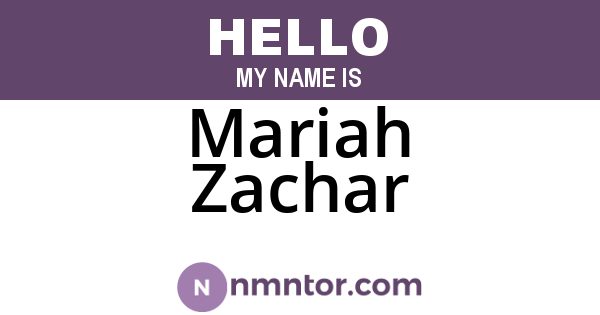 Mariah Zachar