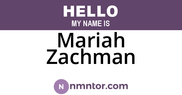 Mariah Zachman
