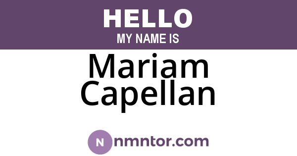Mariam Capellan