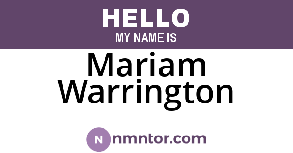 Mariam Warrington