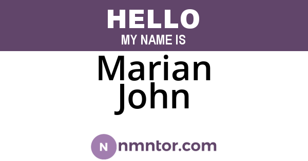 Marian John