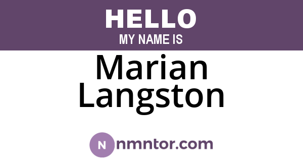Marian Langston