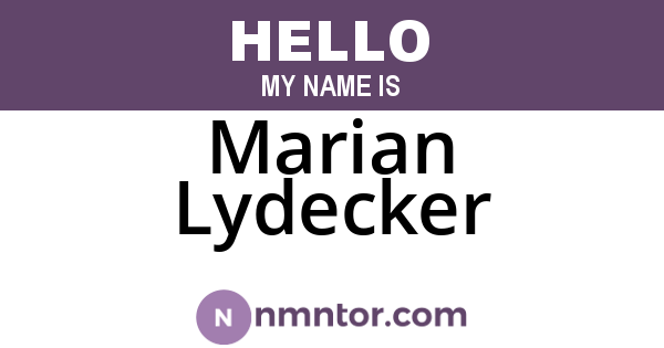 Marian Lydecker