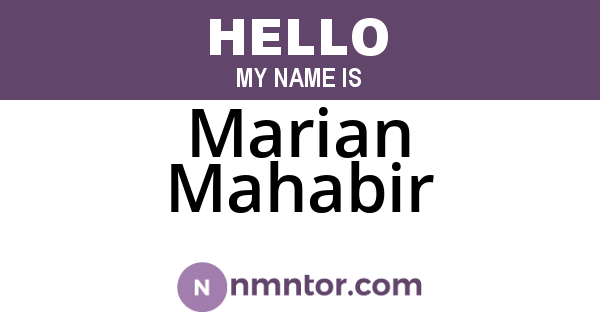Marian Mahabir