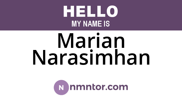 Marian Narasimhan