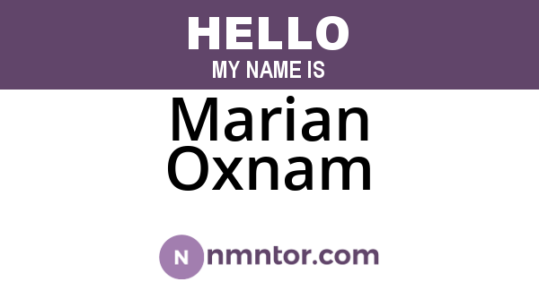 Marian Oxnam