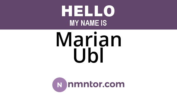 Marian Ubl