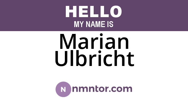 Marian Ulbricht