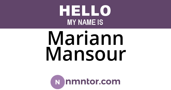 Mariann Mansour